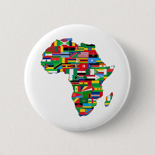 Afrika Kontinuerliga Land Flaggor Karta Knapp