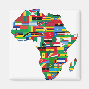 Afrika Kontinuerliga Land Flaggor Karta Magnet