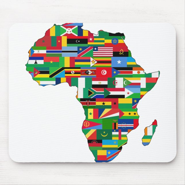 Afrika Kontinuerliga Land Flaggor Karta Musmatta (Framsidan)