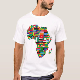 Afrika Kontinuerliga Land Flaggor Karta T Shirt
