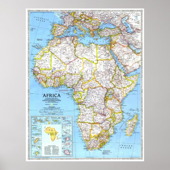 " Afrika: Land KARTA 1990 ... Poster (Framsidan)