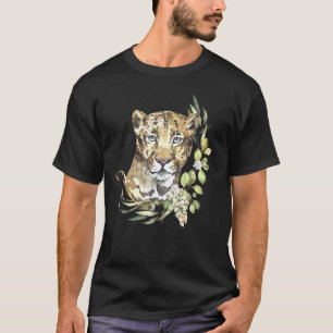 Afrika Leopard I Big Cat I Wildblommor I Watercolo T Shirt