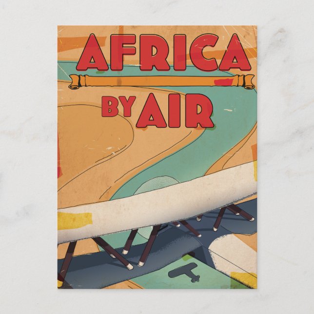 Afrika med flyg resaffisch inbjudan vykort (Framsida)