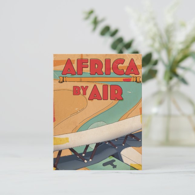 Afrika med flyg resaffisch vykort (Stående Fram)