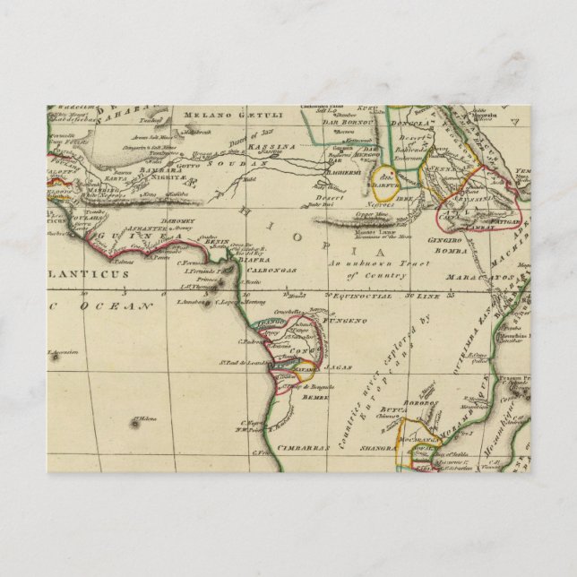 Afrika med skisserade gränser vykort (Framsida)