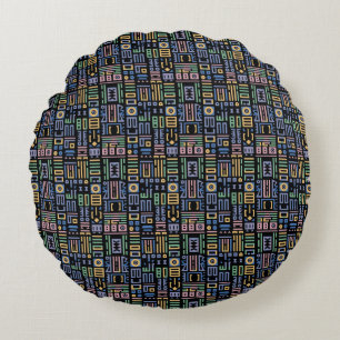 Afrika Mudcloth mönster abstrakt modern art 1 Rund Kudde