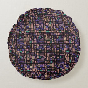 Afrika Mudcloth mönster abstrakt modern art 3 Rund Kudde