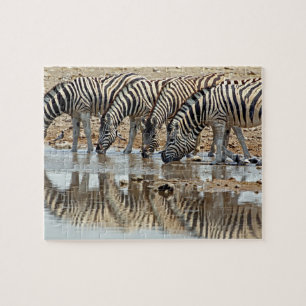 Afrika, Namibia, Etosha NP. Stäppzebror Pussel