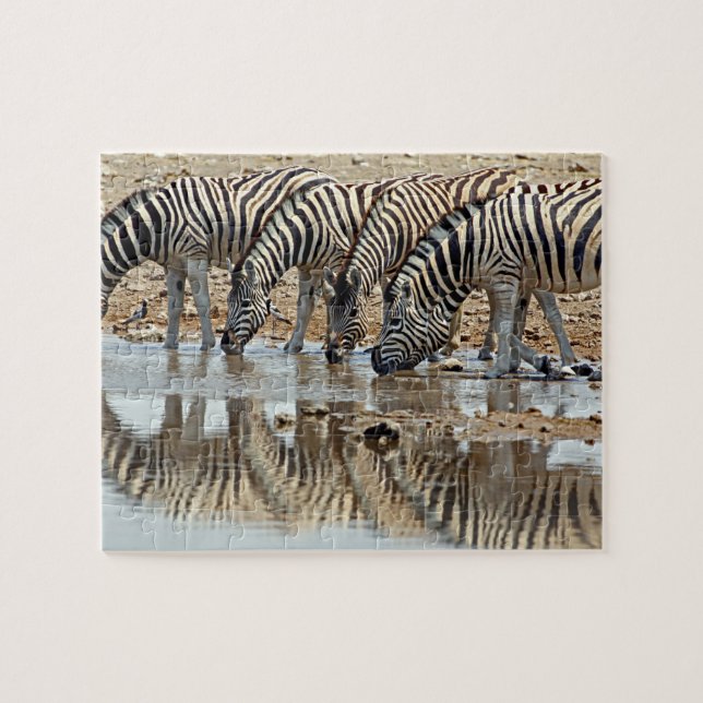 Afrika, Namibia, Etosha NP. Stäppzebror Pussel (Horisontell)