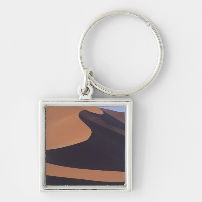Afrika, Namibia, Namiböknen. Sossusvlei. Fyrkantig Silverfärgad Nyckelring (Framsidan)
