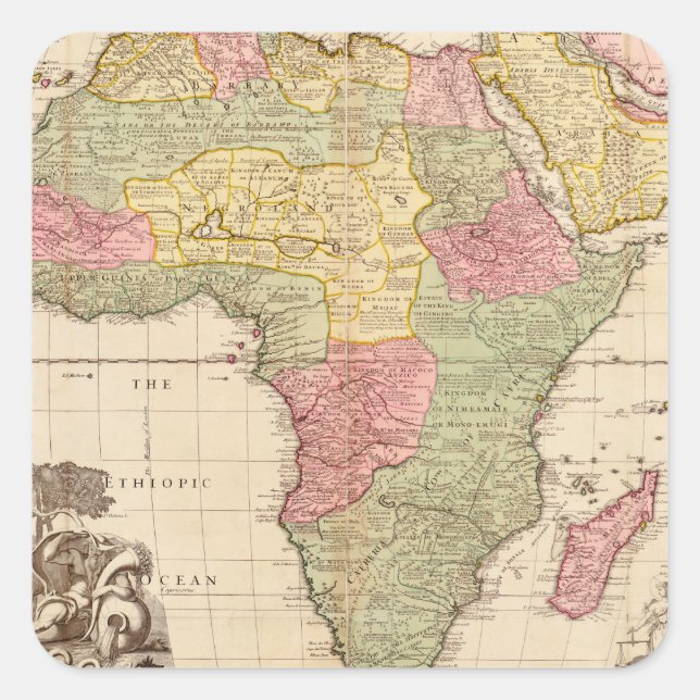 Afrika omkring 1725 fyrkantigt klistermärke (Framsida)