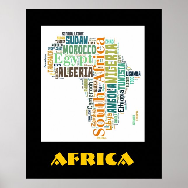 Afrika Ord Art Wall Poster (Framsidan)