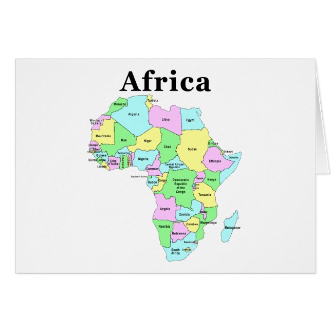 Afrika - politisk karta hälsningskort (Framsidan Horizontal)
