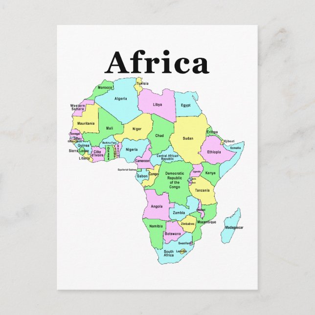Afrika - Politiska Karta Vykort (Framsida)