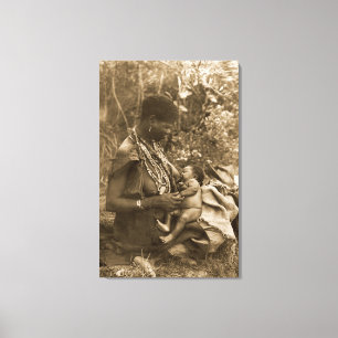 AFRIKA POWERFUL WOMAN BREASTFOEEING VINTAGE SEPIA CANVASTRYCK