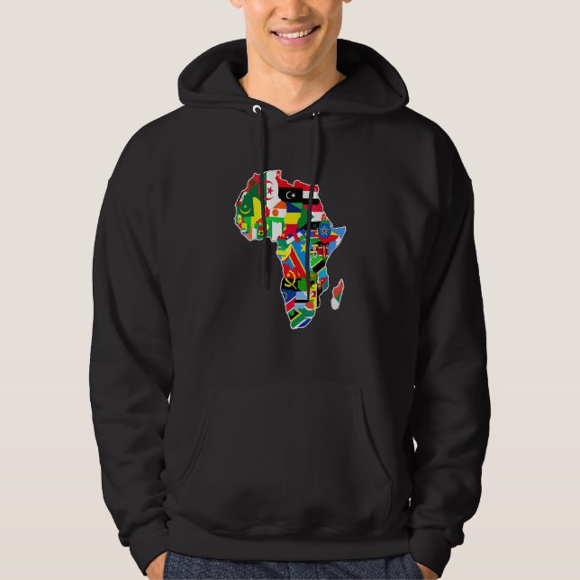 Afrika Pride Afrikas kontinent Karta med Flaggor f Hoodie (Framsida)