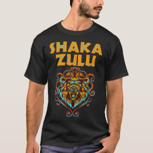 Afrika Pride Zulu Warrior Shaka Lejon African Trib T Shirt