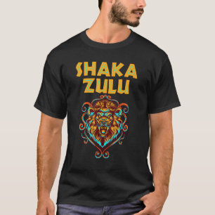 Afrika Pride Zulu Warrior Shaka Lejon African Trib T Shirt