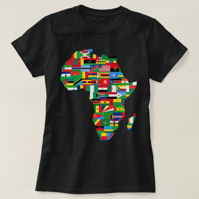 Afrika Proud African Land Flaggor Continent Kärlek T Shirt (Design framsida)