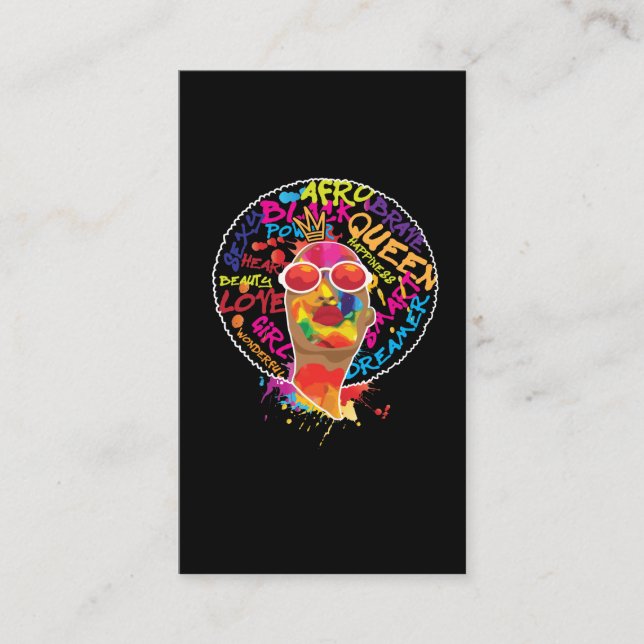 Afrika Proud Black American Afro Melanin Queen Visitkort (Framsida)