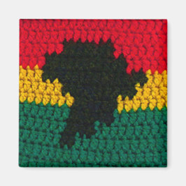 Afrika Red Guld Grönt Black Karta Crochet Skriv ut Magnet