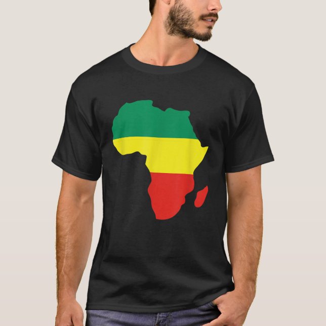 Afrika Reggae karta African Rasta grönt gult red T Shirt (Framsida)