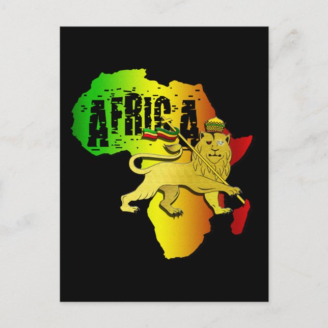 Afrika Reggae Rasta African Continent Judah Lejon Vykort (Framsida)