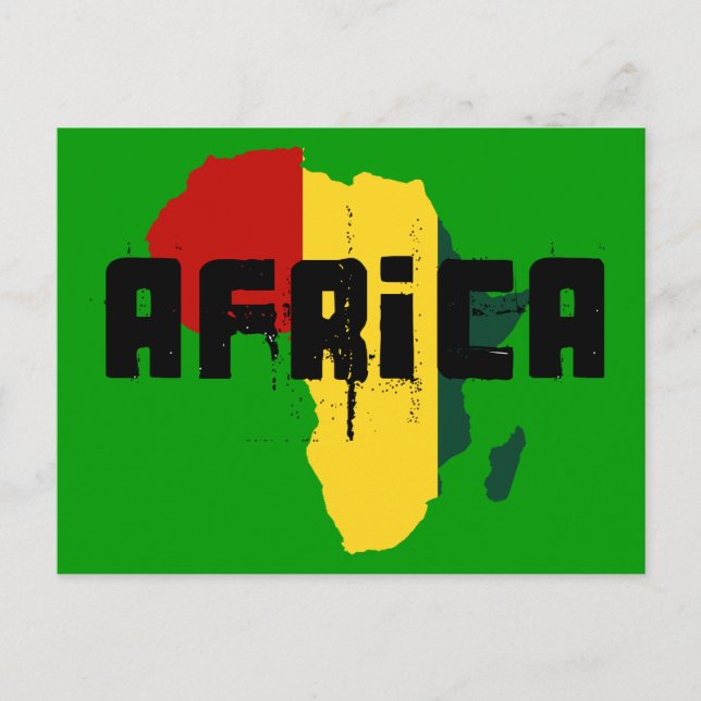 Afrika Reggae Rasta flagga av Afrika Karta Vykort (Framsida)
