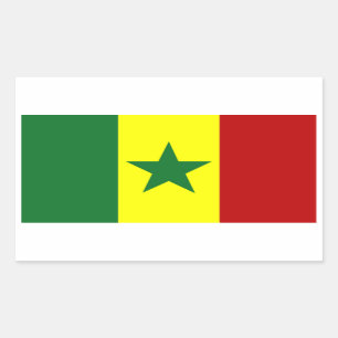Afrika: Republiken Senegals Flagga Rektangulärt Klistermärke