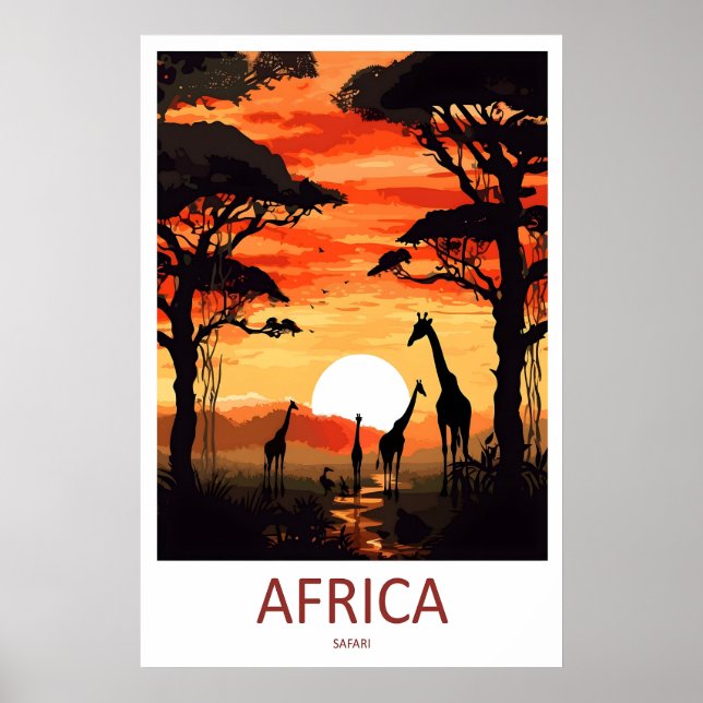 Afrika Resa Print Väggkonst Afrika Vägghängande (Framsidan)