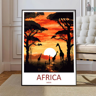 Afrika Resa Tryck Väggkonst Afrika Vägghängning