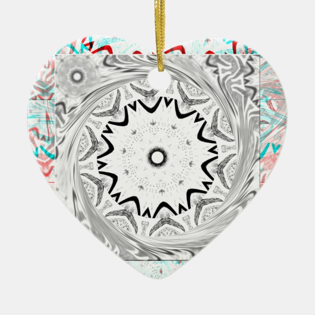 Afrika Rosa Cyan-geometri Julgransprydnad Keramik (Framsidan)