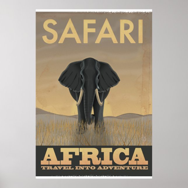 Afrika Safari Elephant-reseaffisch Poster (Framsidan)