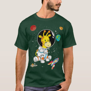 Afrika Safari Giraffe Space Scientist Cute Animal T Shirt