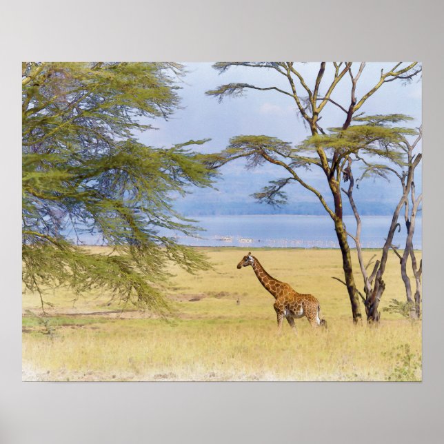 Afrika Safari Giraffe Watercolor Painting Poster (Framsidan)