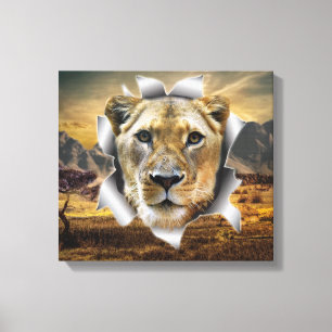 Afrika-Safari Lioness Wildlife-Art Canvastryck