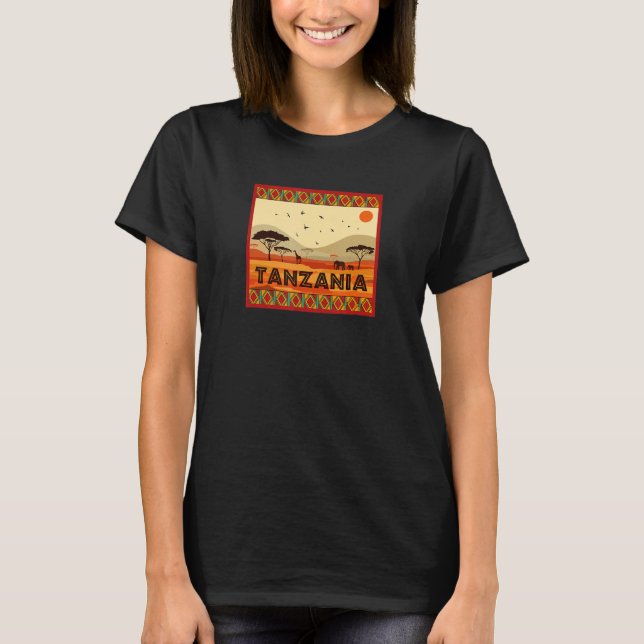 Afrika Savannah Djur Landskap Tanzania T Shirt (Framsida)
