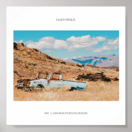 Afrika Savannah Grass Car Mountains Namibia Poster