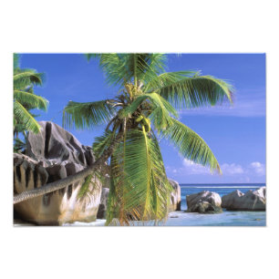 Afrika, Seychellerna, La Digue Island. Granit 2 Fototryck