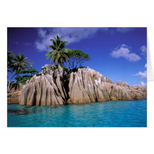 Afrika, Seychellerna, La Digue Island. Granit Hälsningskort