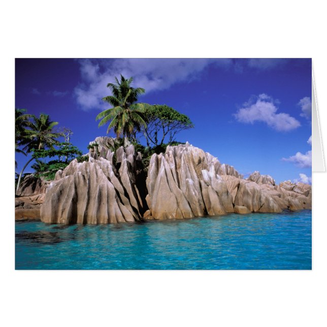 Afrika, Seychellerna, La Digue Island. Granit Hälsningskort (Framsidan Horizontal)
