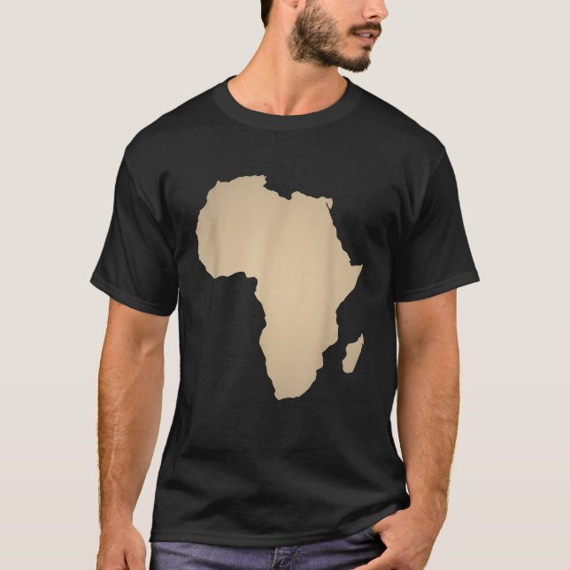 Afrika Shirt Beige Tan African Continent Karta Top T (Framsida)