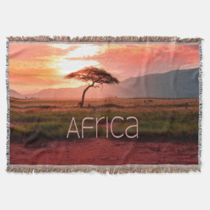 Afrika Solnedgång Afrikansk Filt