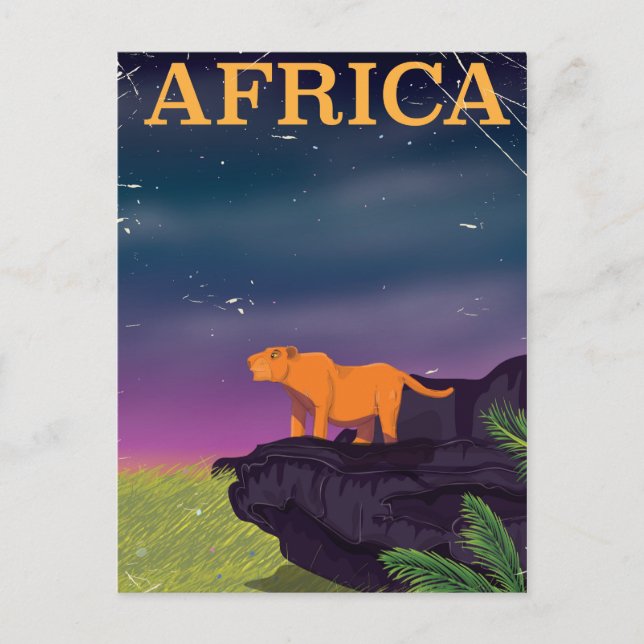 Afrika Stora Katt Retro Stil reseaffisch Vykort (Framsida)
