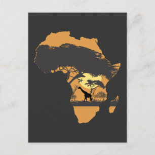 Afrika Sunset Continent Safari Giraffe Vykort