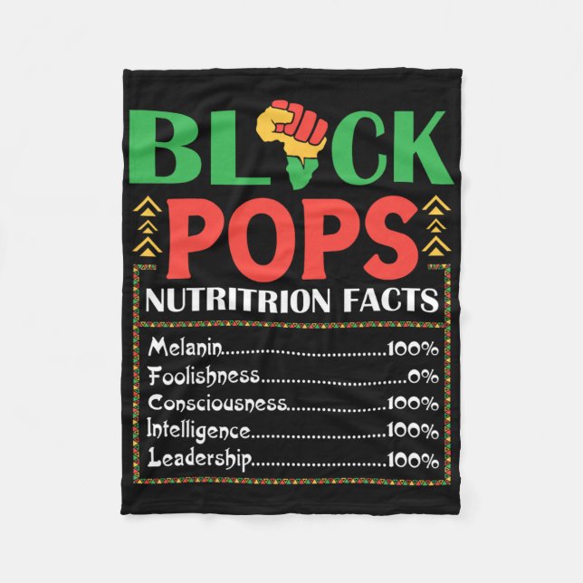 Afrika Svarta Pops Näringsfakta Melanin Medvetenhe Fleecefilt (Framsidan)