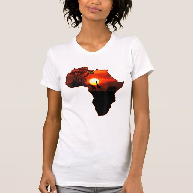 Afrika T Shirt Karta i Afrika Sydafrikanska Sol (Framsida)