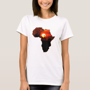 Afrika T Shirt Karta i Afrika Sydafrikanska Sol