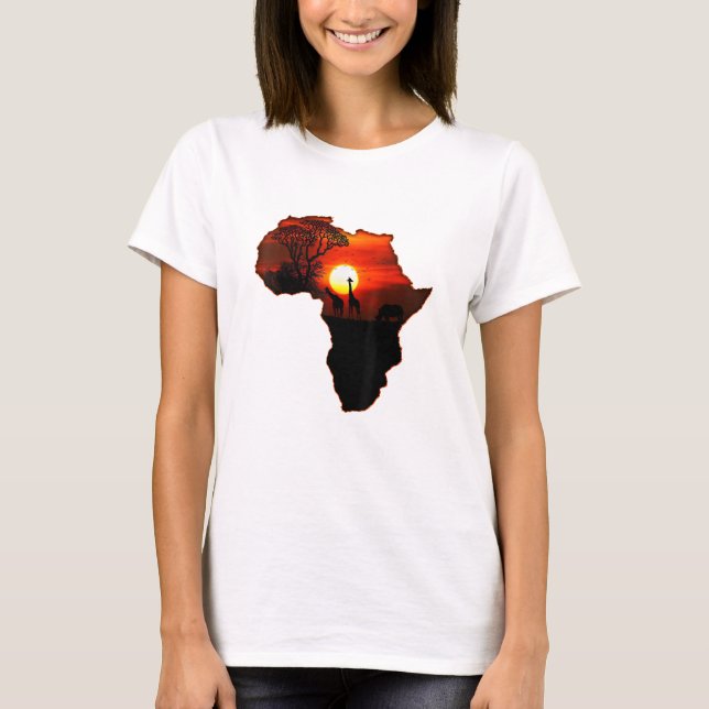 Afrika T Shirt Karta i Afrika Sydafrikanska Sol (Framsida)