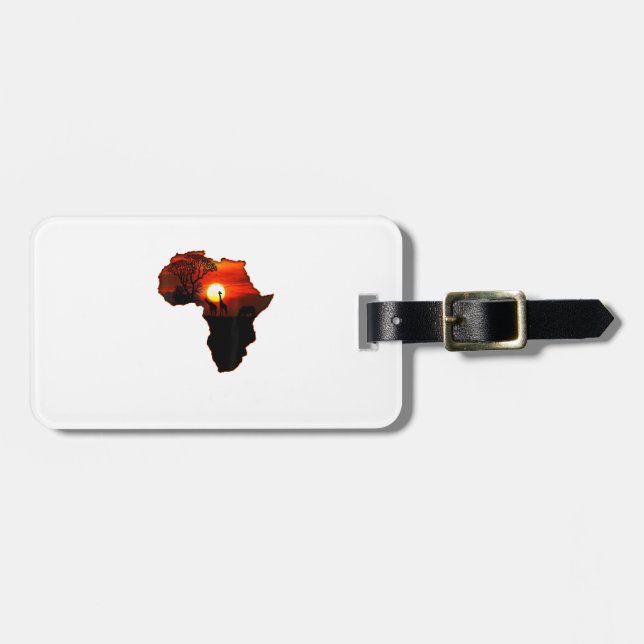 Afrika T Shirt Karta i Afrika Sydafrikanska Sol Bagagebricka (Horisontell Framsida)